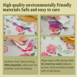 nappe ronde vinyle imperméable motif floral classique noël table decoration vert blanc rose