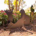 décoration jardin chat métal noir rouille silhouette animaux extérieur fleurs outils bottes jaunes