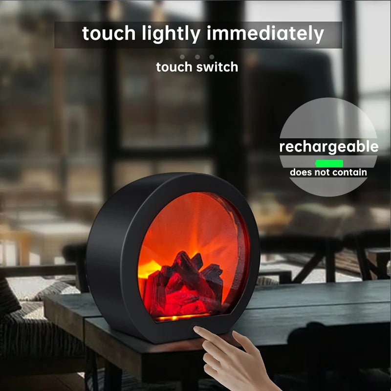 veilleuse électrique moderne effet flamme led rechargeable noir minimaliste faux foyer vacances chambre deco