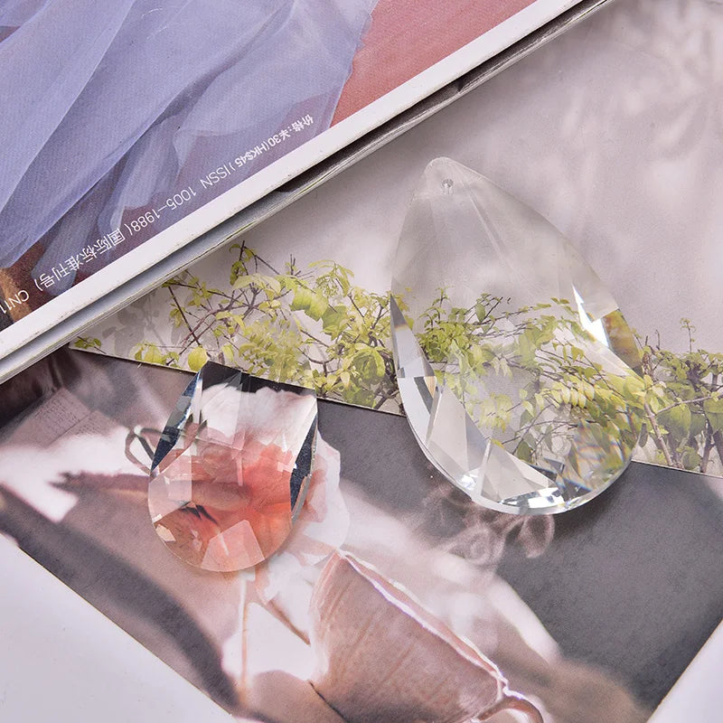 pendants cristal goutte facettes transparents modernes 38mm 50mm 63mm 76mm