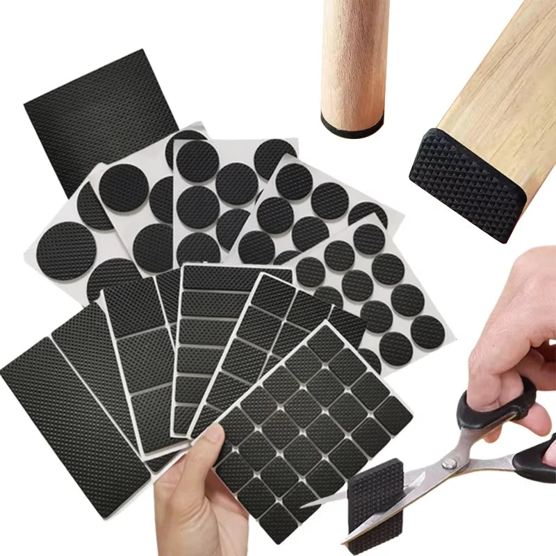 protecteurs meubles adhésifs noirs tissés pratique différents chaises tables pieds