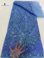 tulle français dentelle nigeriane soirée strass élégante mariage robe glamour opalescente