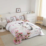 ensemble literie moderne floral cheval blanc couleurs rose gris double queen king twin