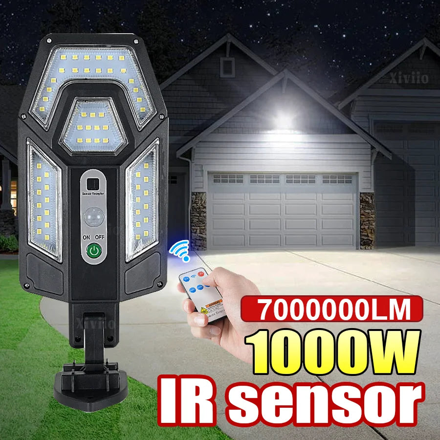 lampe solaire extérieure ip65 led moderne télécommande détecteur mouvement étanche noir