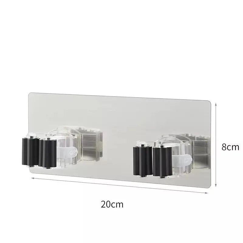porte balai mural adhésif blanc noir moderne support outils cuisine salle bains