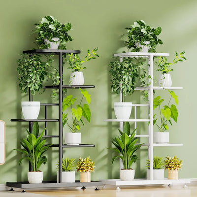 Étagère pour plantes en fer avec 8 niveaux en couleur vert