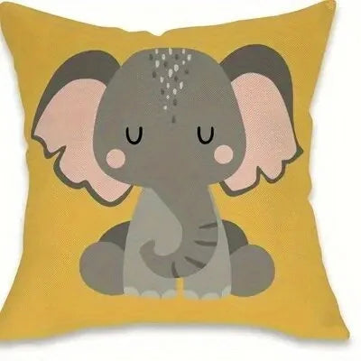 housse coussin animaux savane motif dessin animé enfant joyeux polyester peachskin 40x40cm 45x45cm 50x50cm