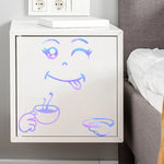 autocollants muraux souriant dessin animé violet bleu blanc modernes semi transparents chambre enfant decoration