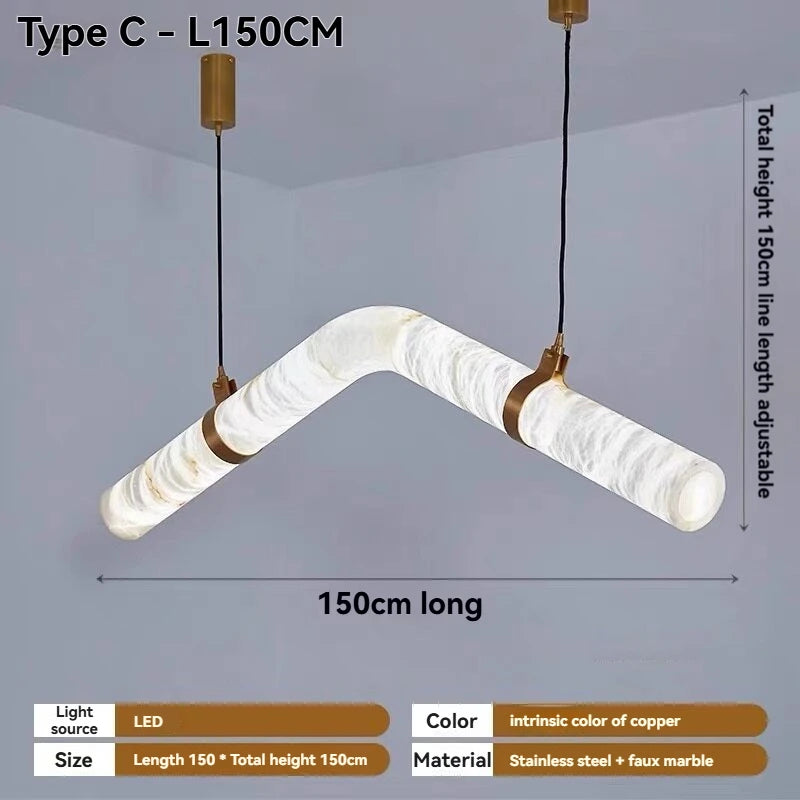 lampe suspendue marbrée moderne blanc doré 4500k 3000k 6000k chambre restaurant