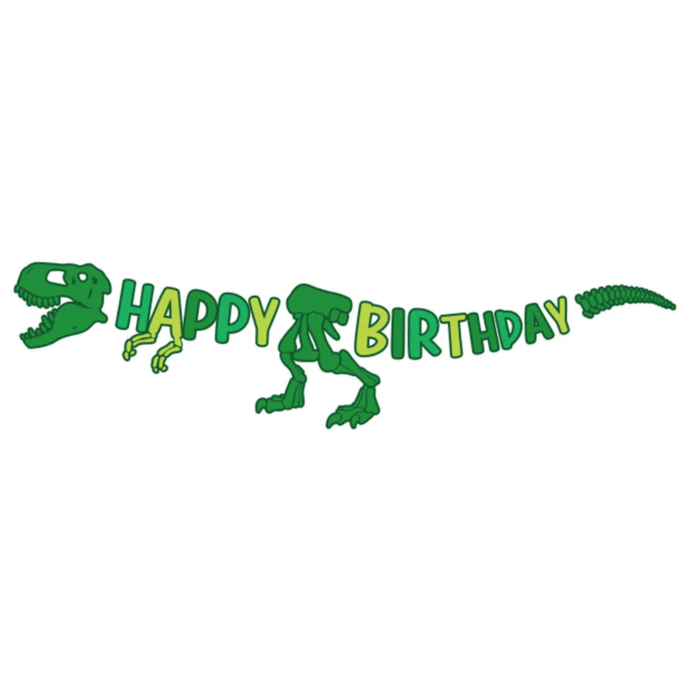 décoration fête thème dinosaure joyeux anniversaire lettres happy birthday feuilles vert orange bleu