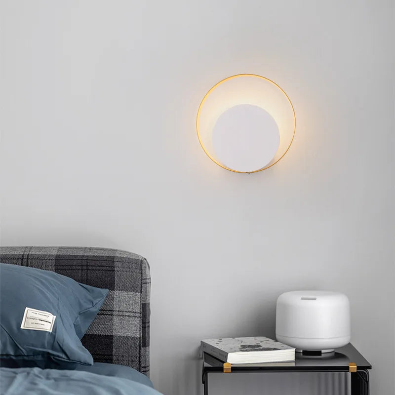 lampe murale moderne blanc noir doré 25cm rond minimaliste LED 90 260V