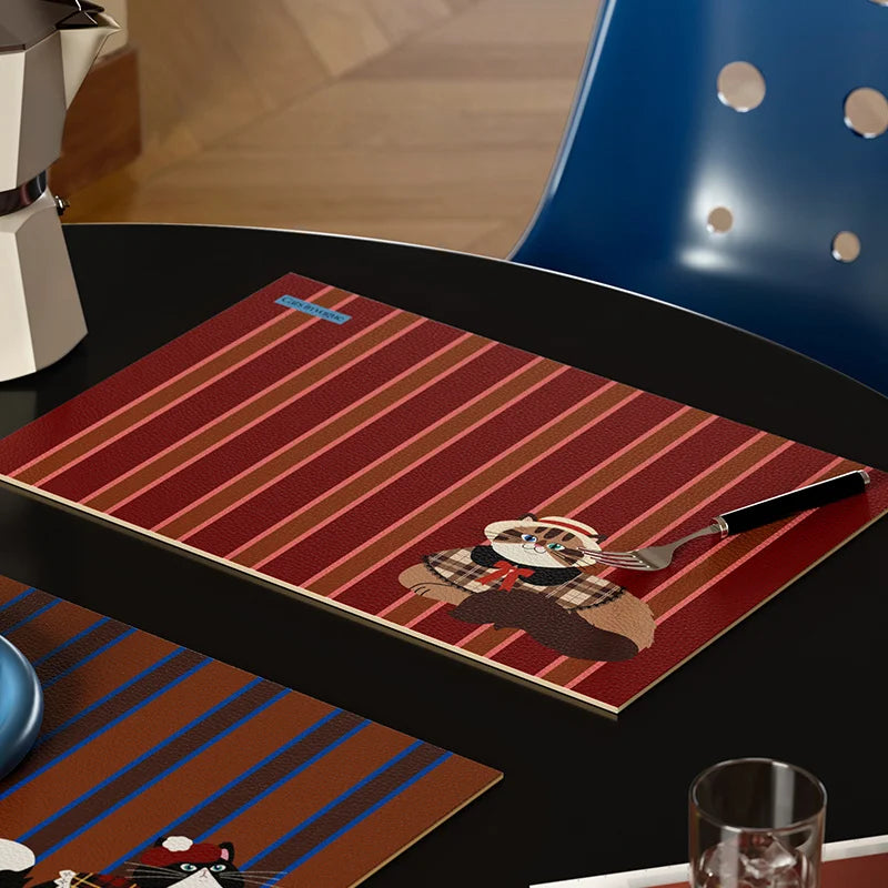 lot tapis table rectangulaires modernes motif chien rayures beige violet