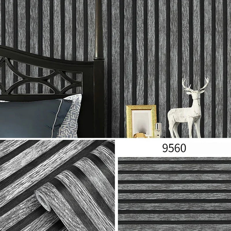 décoration murale papier peint motifs lignes verticales moderne minimaliste adhésif PVC marron beige gris