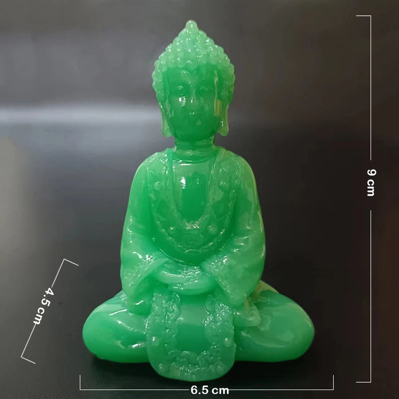statue bouddha vert clair relief sculpté artisanal traditionnel décoration intérieure glow