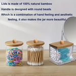 pot coton tige transparent moderne boite rangement couvercle bois respectueux environnement minimaliste organiser
