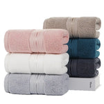 serviettes bain coton absorbantes douces rose clair gris blanc beige bleu marine rayures dorées