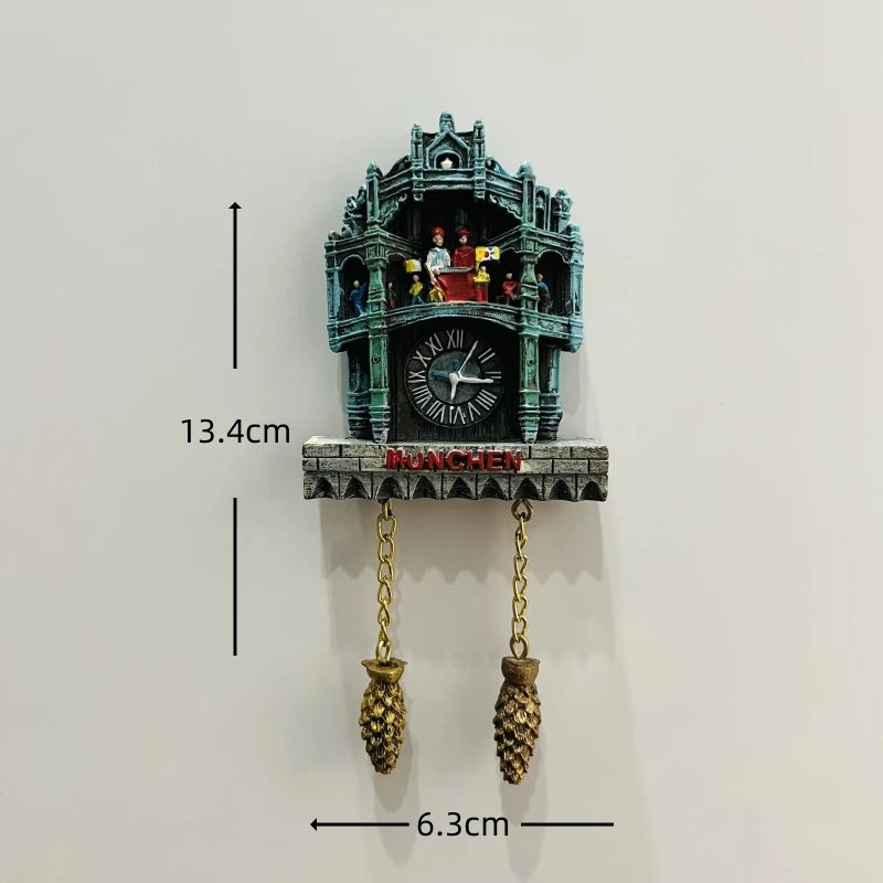 horloge pendule alpine animaux paysages aimants réfrigerateur texte traditionnel