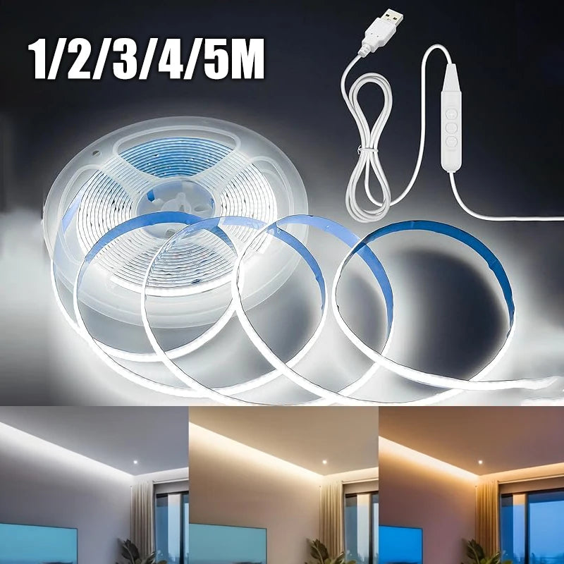 ruban led blanc lisse adhésif 5v usb flexible découpable deco chambre télévision