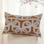 housse coussin rectangle polyester marron motif géométrique blanc contemporain décoration intérieure voiture