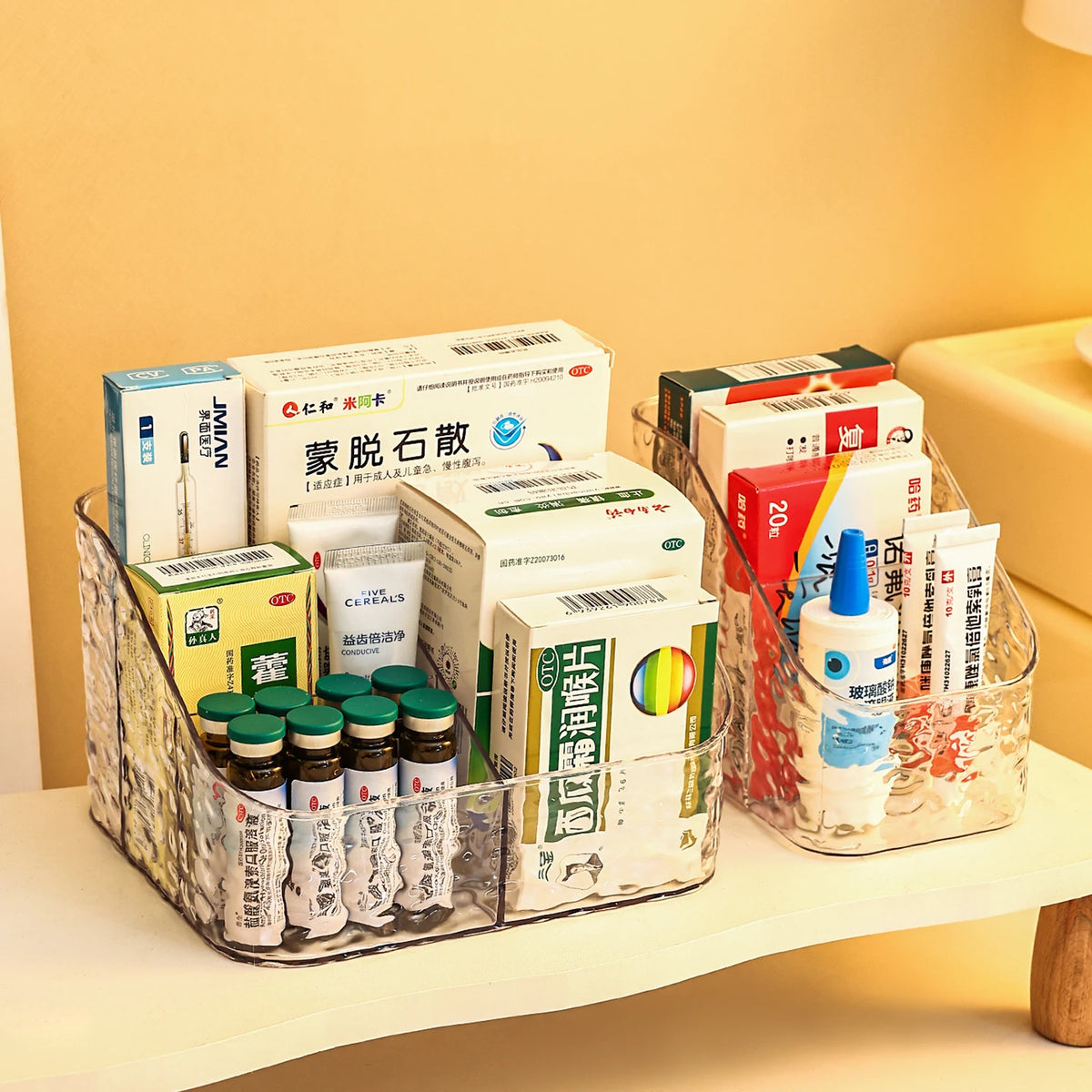 boîtes rangement médicaments transparentes imprimées cosmétiques réutilisables divers couleurs pratiques