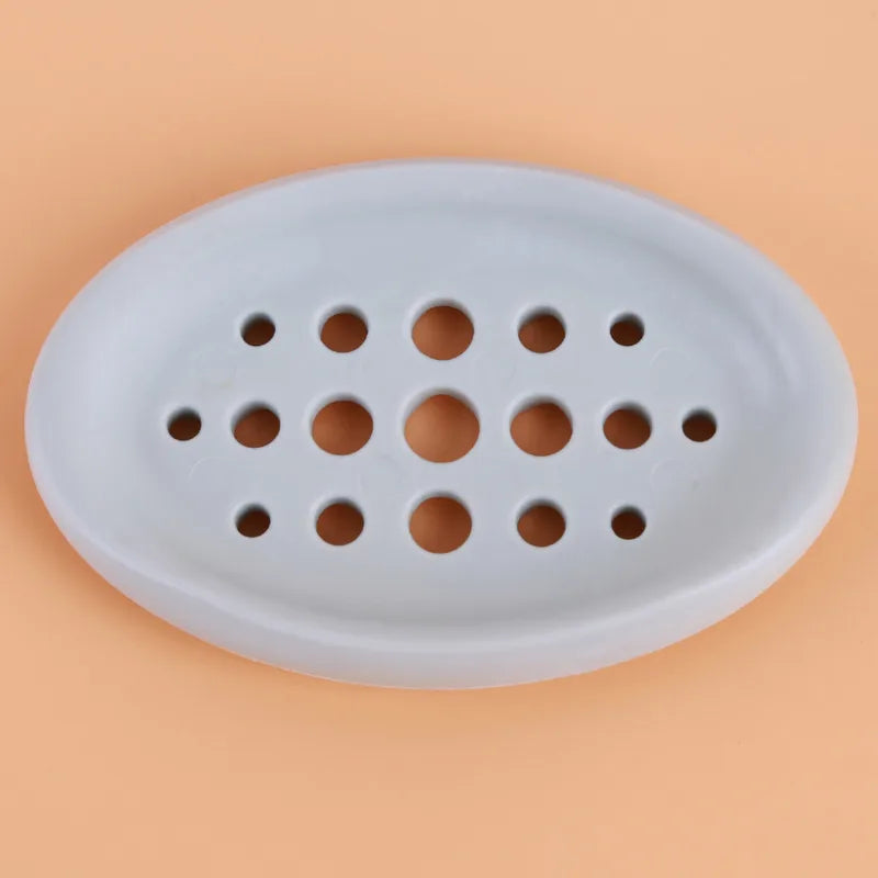 support savon silicone self draining moderne gris vert blanc rayures horizontales