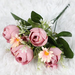 décoration intérieure bouquet fleurs artificielles roses blanches feuilles vertes modernes 29cm 3pcs