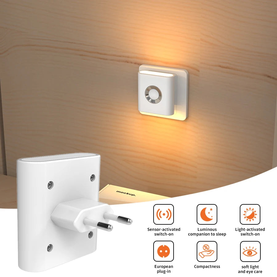 veilleuse nuit lampe murale blanc moderne minimaliste euro plug led