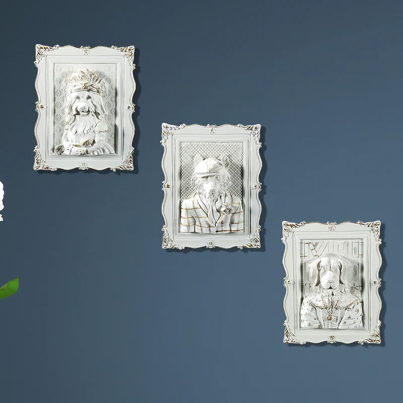 cadres decoratifs relief 3d animaux blanc classique baroque accessoires living room decoration