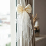 attaches rideau tulle dentelle bow décoratif romantique shabby chic blanc rose vif rouge vert