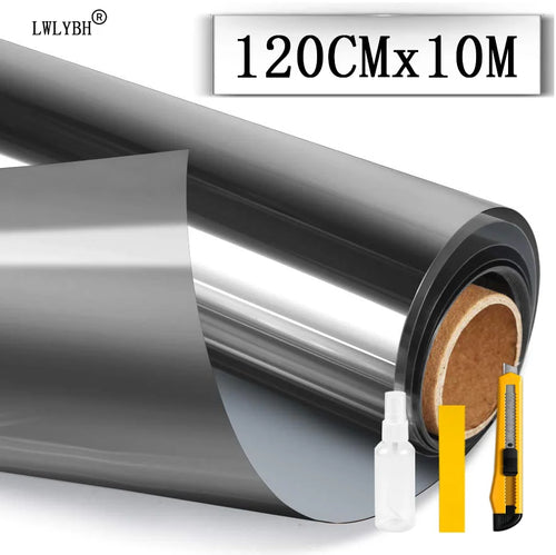 film protection fenêtre vinyle argenté effet miroir opacité thermique adhésif statique anti uv décoratif