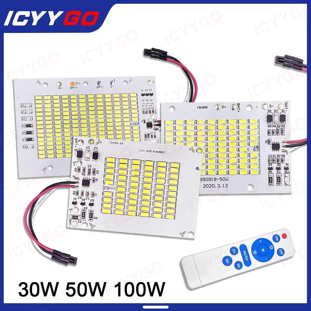 projecteur led jardin 100w 50w 30w télécommande éclairage extérieur moderne clips diodes blanc