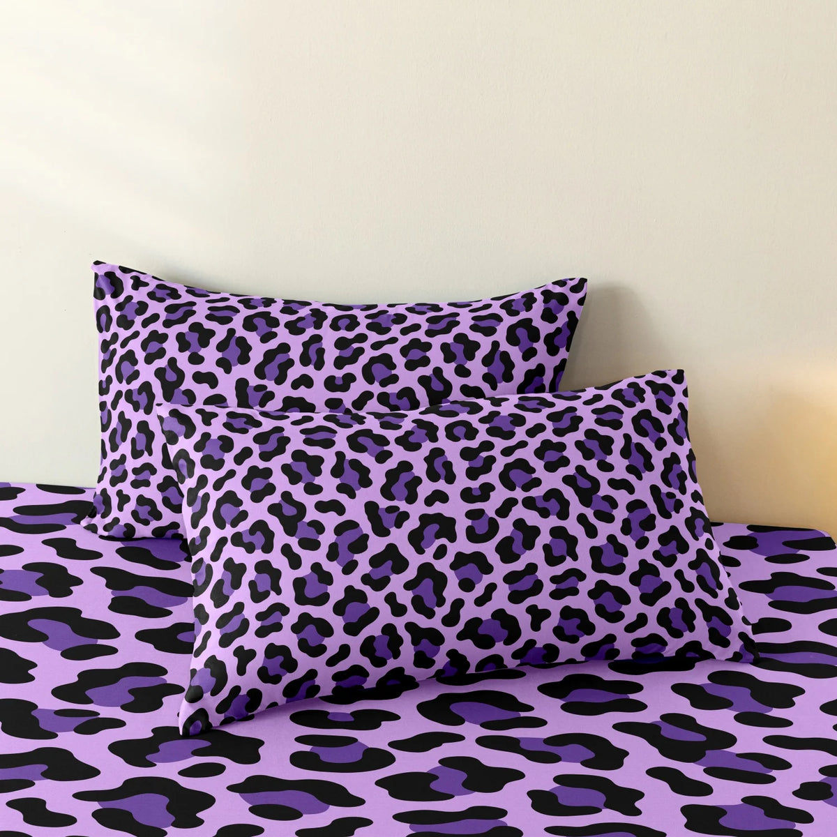 ensemble literie imprimé léopard violet noir moderne taies d'oreiller housse couette twin full queen