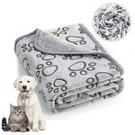 couverture animaux compagnie gris clair imprimé pattes animaux douce doublée taille