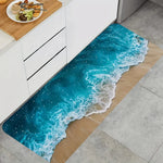 tapis sol bleu beige ondes mer sable moderne résistant intérieur extérieur plage