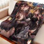 couverture polyester anime hutao bleu rouge halloween portable maison hiver automne multifonctionnelle