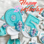 bougies anniversaire forme chiffres frozen elsa glitter bleu blanc decorative thème