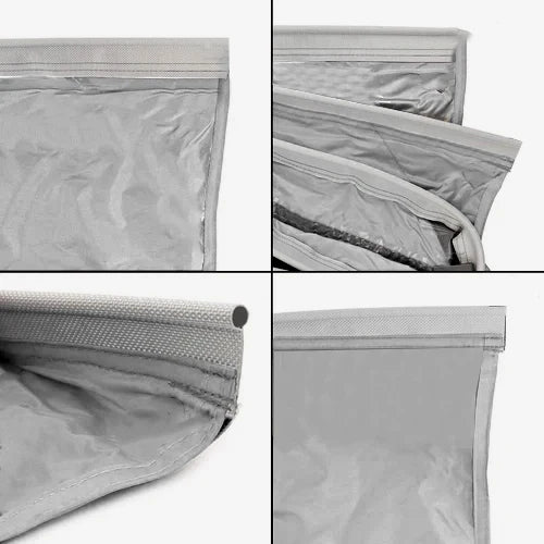 tente camping gris imperméable moderne sac transport câbles fixations