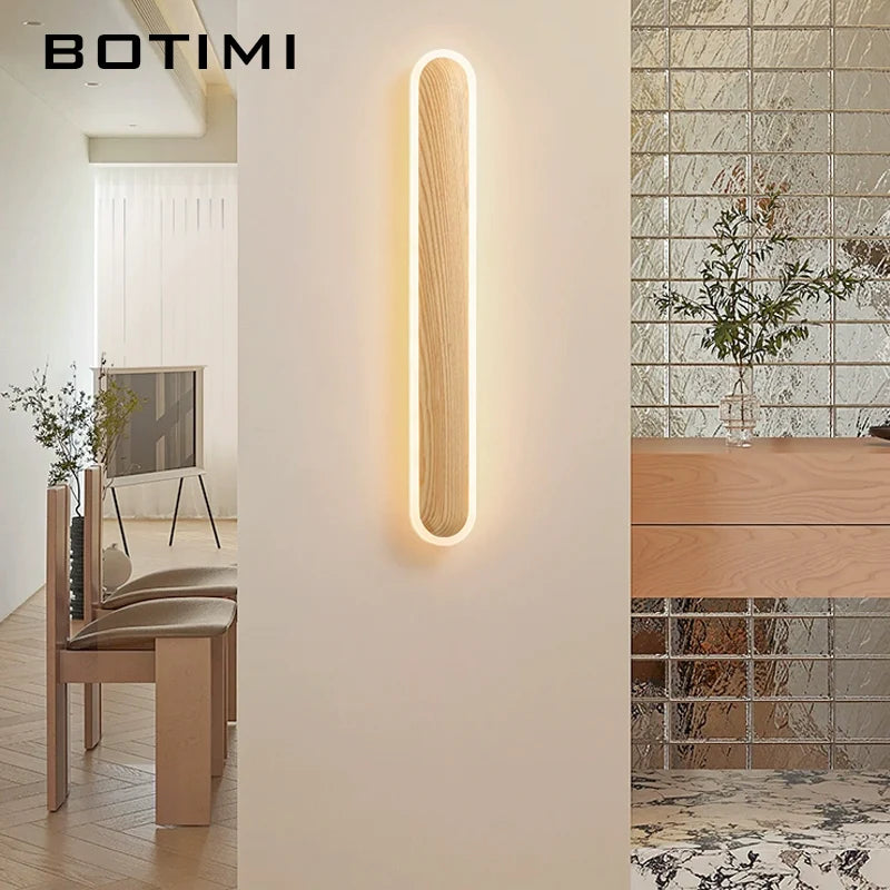 luminaire mural moderne bois veinures apparentes éclairage led diffusion lumière entrée chambre étude