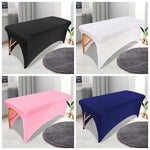 housse table extensible spandex polyester coton noir blanc rose bleu marine uni moderne clips