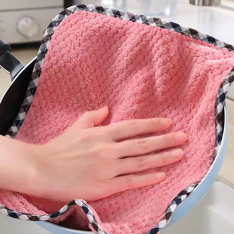 serviette cuisine microfibre absorbante rose bleu nettoyage vaisselle ménager douce pratique lot