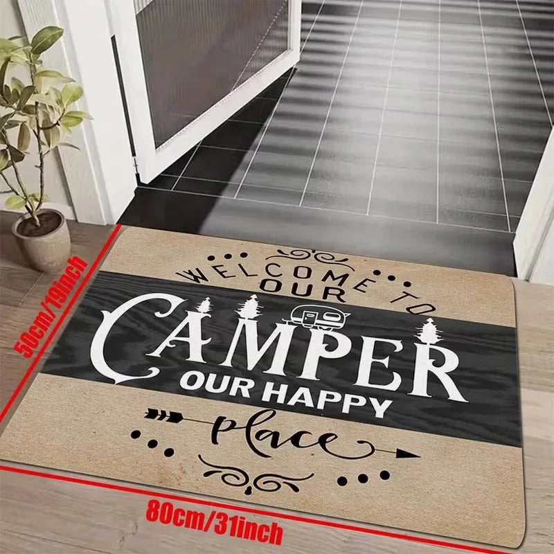 tapis sol antidérapant moderne lettres blanches motif lignes verticales extérieur intérieur