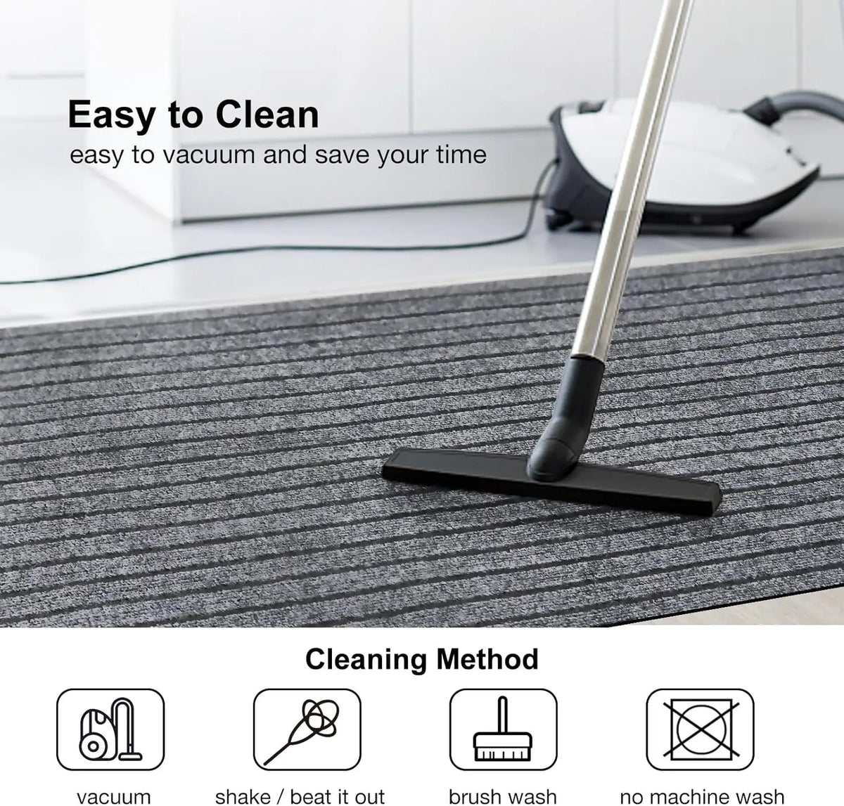tapis anti dérapant moderne gris foncé rayures horizontales imperméable extérieur buanderie porte sol