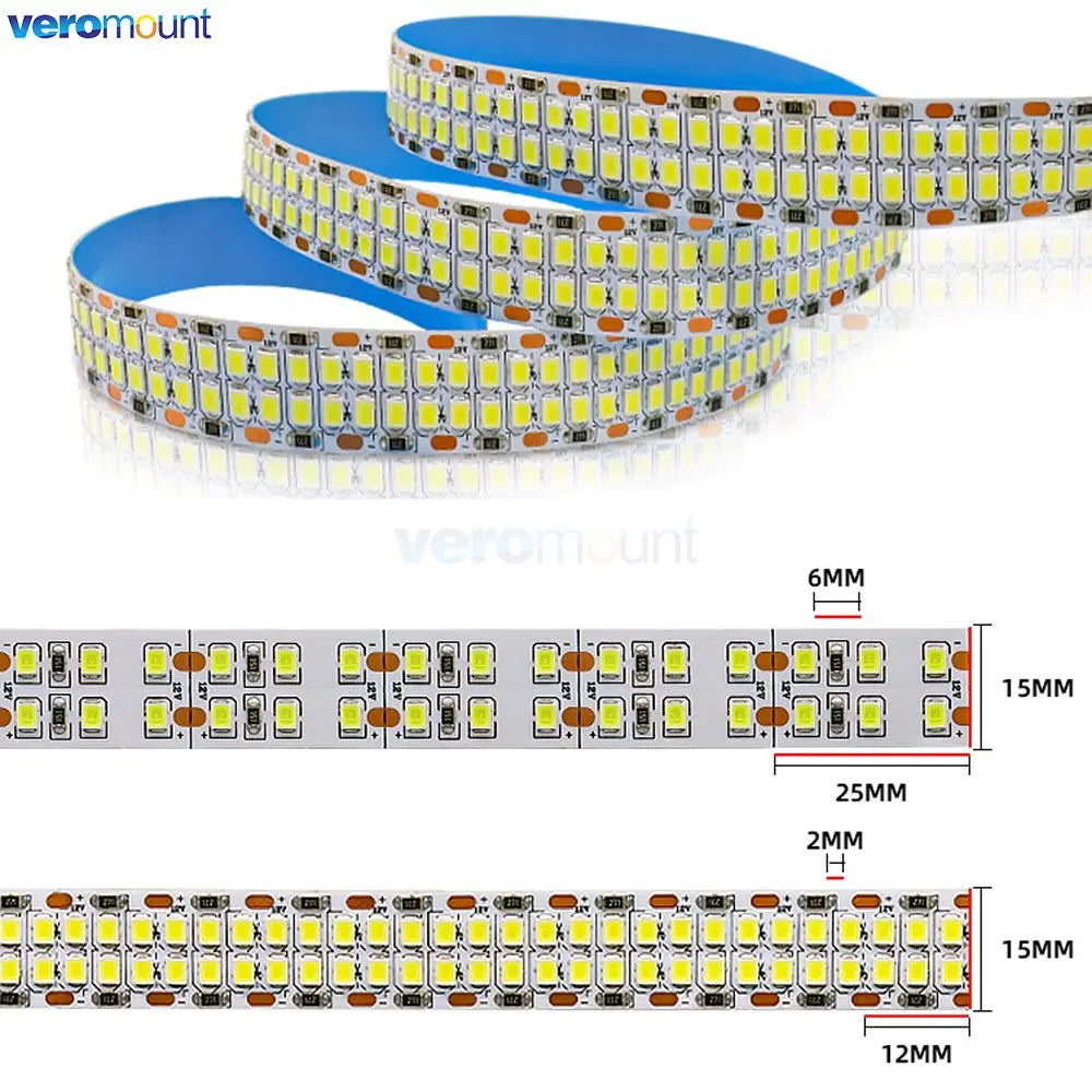 ruban led flexible smd 2835 blanc neutre moderne 480 diodes mètre 12v 24v dc