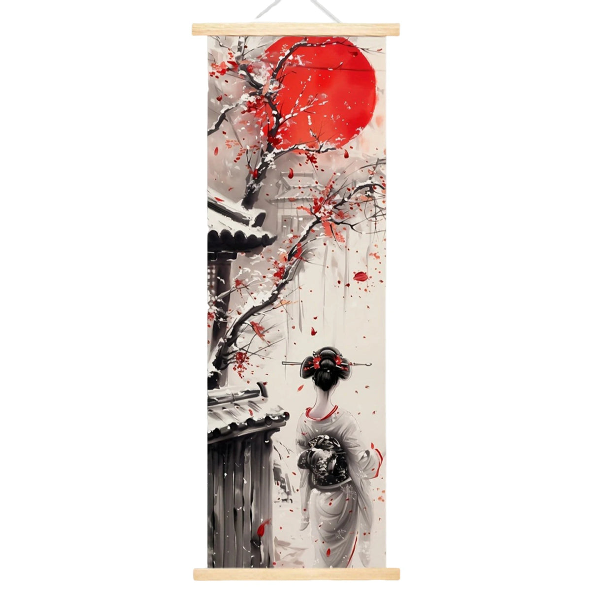 affiche murale moderne peinture abstraite rouge noir blanc artistique japonais