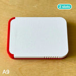 boîte rangement fil dentaire mini cure dents reutilisable blanc rouge bleu jaune moderne pratique