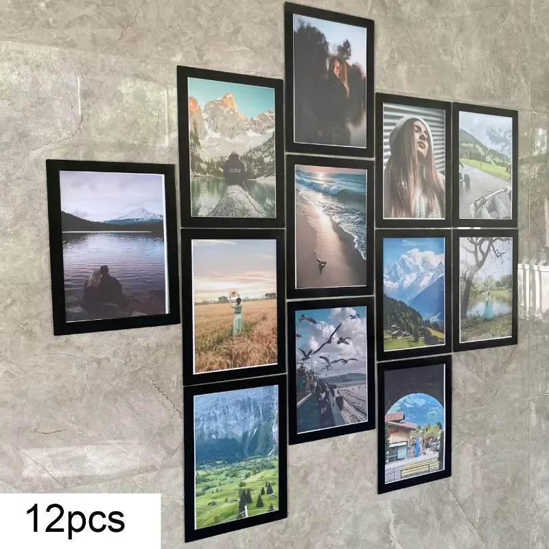 cadres photo modernes adhésifs transparents photos noir a5 a6 mur maison