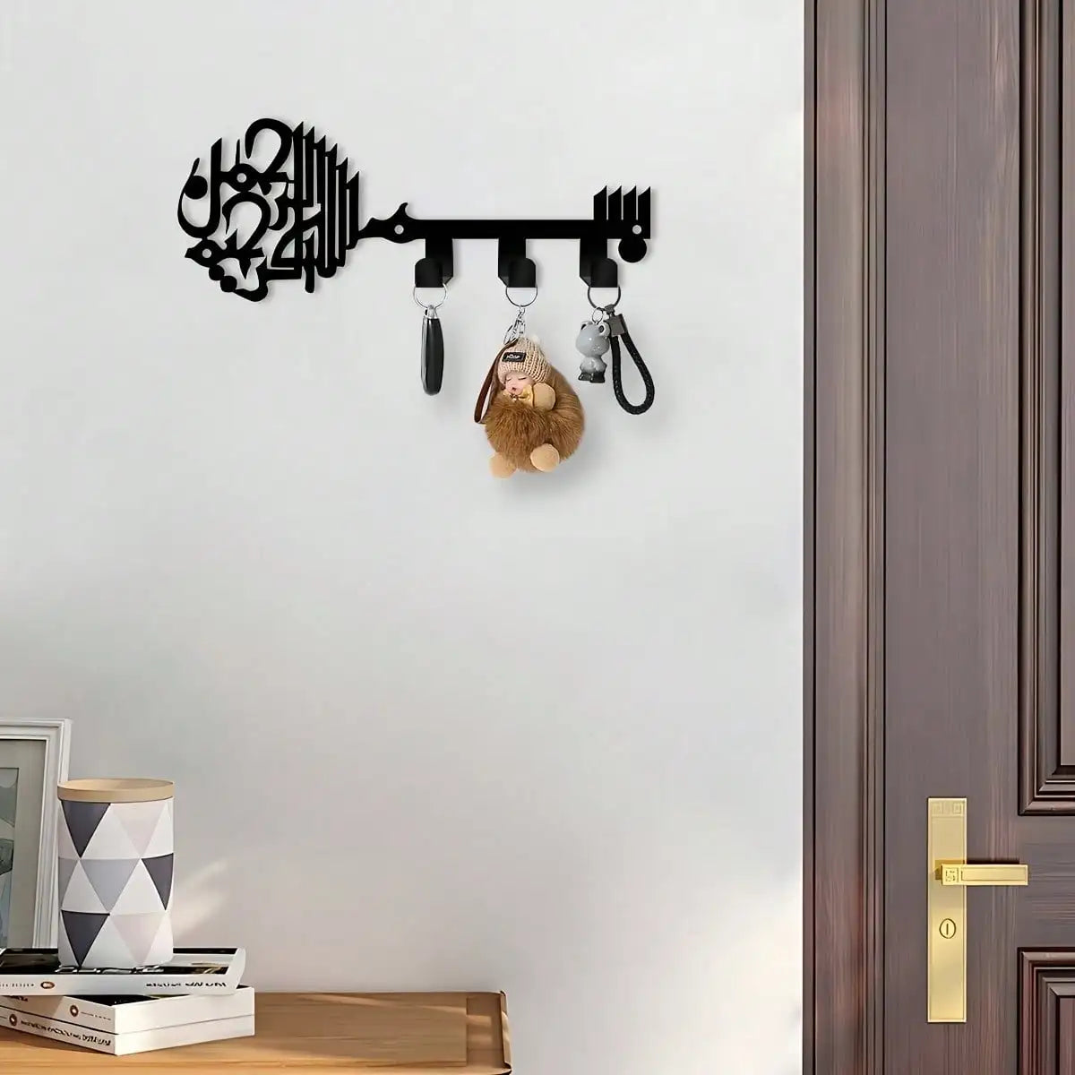 porte clés mural moderne calligraphie arabe noir métal entrée décoration chambre couloir