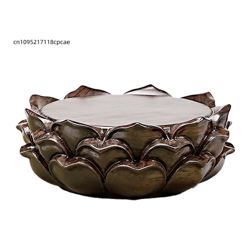 support bois marron artisanal bougie décoration pétales fleur main sculpté maison