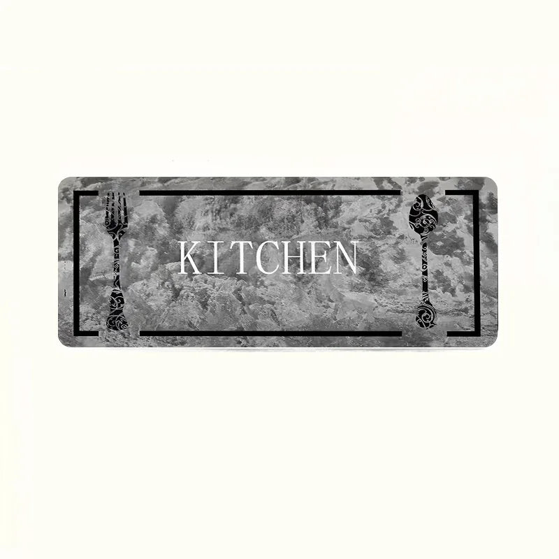 tapis cuisine gris noir marbré floral antidérapant moderne intérieur extérieur