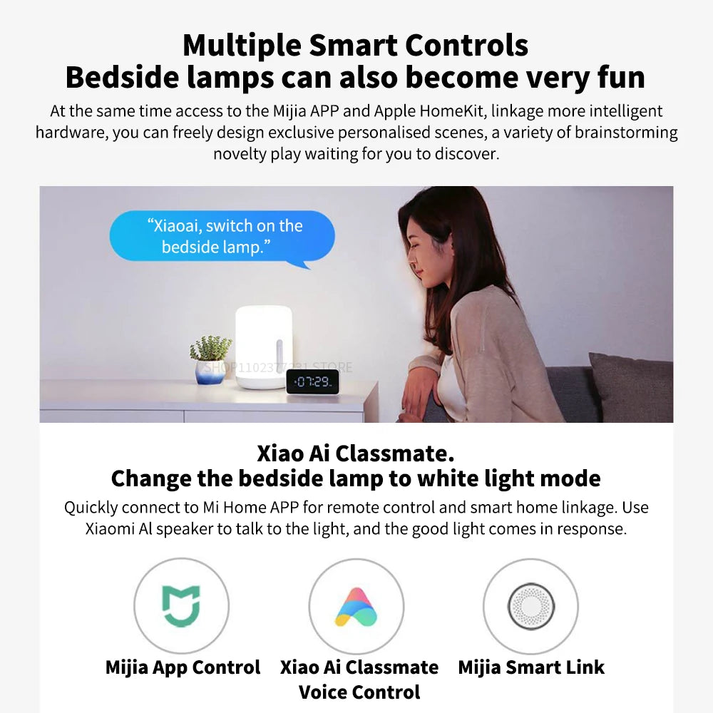 lampe chevet intelligente led blanc moderne minimaliste 400 lumens bluetooth wifi commandes tactiles